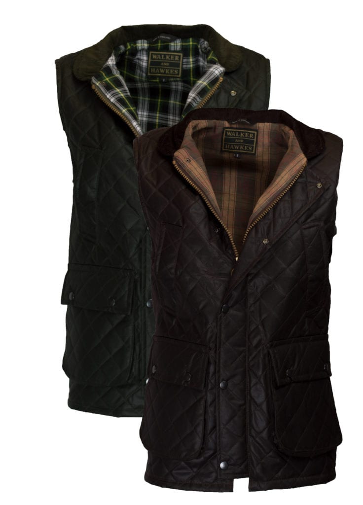 Walker & Hawkes Mens Wax Diamond Quilted Bodywarmer Waistcoat